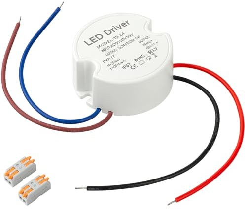 Karyoosi LED Trafo 24V, 15W, 0.62A, Wasserdicht IP67, Für Innen- und Außenbereich, LED-Beleuchtung, G4 MR11 MR16, Lichtleisten, LED-Streifen