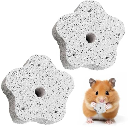 Confezione da 2 pietre minerali di calcio naturali: giocattolo per macinare i denti di criceto, giocattoli da masticare per porcellini d'India, giocattoli da masticare per piccoli animali domestici