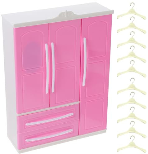 JOINPAYA Miniatur-puppenmöbel - Puppenschrank mit Kleiderbügeln und Dekorativem für Kinder