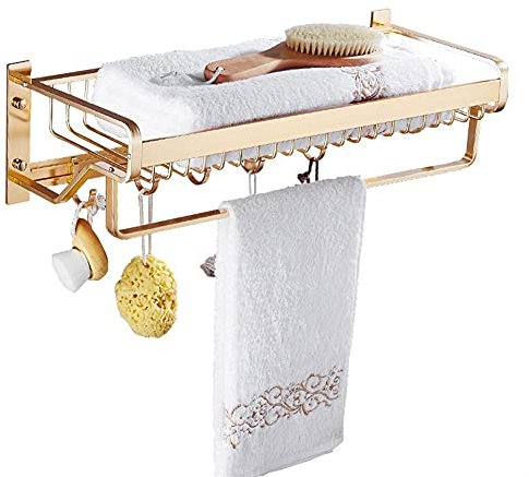 Porte-serviettes, porte-serviettes de salle de bain, porte-serviettes mural, porte-serviettes de salle de bain, support de rangement de douche à deux niveaux, barre porte-serviettes murale, aluminium
