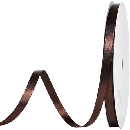 91 m Satinband Braun, 6 mm Doppelseitig Schleifenband Geschenkband Dekoband Seidenband Doppelsatinband Satin Ribbon für Hochzeit Geburtstag Party Dekoration, Geschenkverpackung, Basteln