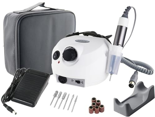 Professionelle elektrische Maniküre- / Pediküre bis 30.000 U/ pro Minute | Fußpflegegerät als Kombi-Gerät mit hygienischer Aufbewahrungstasche und Fräser-Set zur elektrischen Fuß- & Nagelpflege