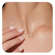 Tewiky Paperclip Choker für Damen, 14K Vergoldete Diamant Anhänger Kette