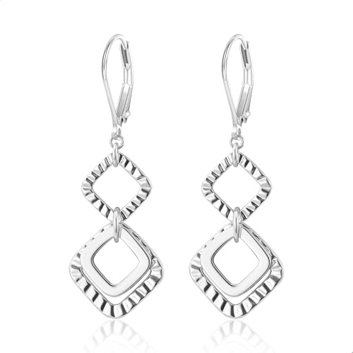 ALEXCRAFT 925 silver örhängen, kvinnor, hängande örhängen, allergivänliga, långa örhängen med geometrisk hängsmycke, droppörhängen, smycken för kvinnor, flickor