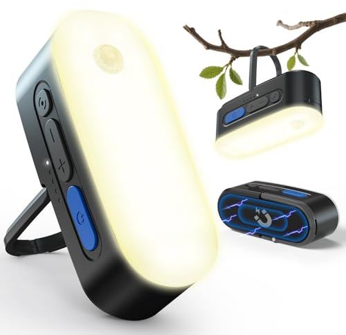 Clemas Portable LED Camping Lantern, Rechargeable Motion Sensor Lights, USB Lightweight Hanging Tent Lights, IPX5 Waterproof Emergency Magnet Light for Indoor Outdoor Power Outages Hiking Hurricane