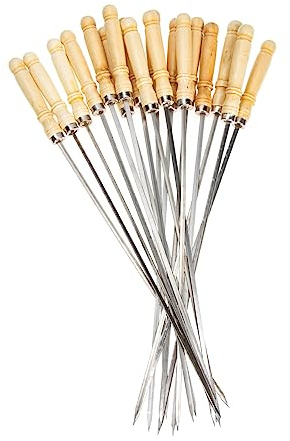 Didiseaon Brochetas Inoxidable 18 Piezas para Barbacoa al Aire Libre Palitos de Asar Carne 40 Cm Mangos Cómodos Herramientas de Cocina Antiadherentes