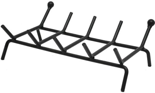 EffeDecor Brucialegna in Acciaio Verniciato Nero Rettangolare con Gambe Portalegna per Stufe e Caminetti 50x35 cm