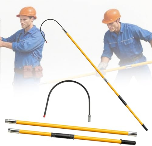 CHENNTAI 110KV U-Shaped Insulated Rescue Hook, 7.6ft Detachable High-Performance Fiberglass Epoxy pole for Emergency Rescue Electrical Safety Firefighting HV Maintenance