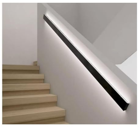 Motion Sensor Stair Handrail with LED Light Wall-Mounted Indoor Staircase Railing for Outdoor Stairs Porch Entrance, Warm Light(220cm/87in)
