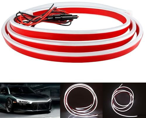 Dazeuris LED Auto Hood Light Streifen Neon Tagfahrlicht Universal Wasserdicht Dynamischer Scan Start-up 12 V Motorhaubenleuchte Weiß Flexibel für die Außendekoration von Autos SUVs LKWs (180 cm)