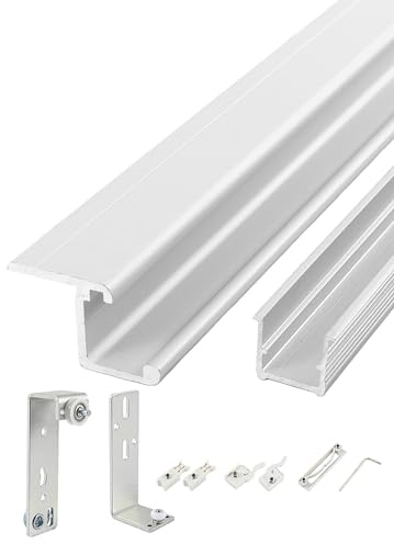 ​​Sliding Cabinet Door Hardware Kit - Easy Install Roller Wheels & Track for Built-in and Over-Mounted Options Closet, Wardrobe Doors(External,3.3ft)