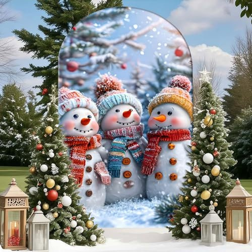 Mateju Copertura per Sfondo Arco Natale,Copertura per Fondale Arco Natalizi in Tessuto Spandex Elastico per Studio Fotografico, Decorazione Feste Compleanno (Buon Natale A,4FT 55x120cm)