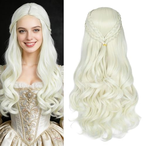 Damen Perücke Blond Perücke,Lang Gewellten Lockig,Mittel Länge Blond Perücke,Natürliche Wellenperücke,Lange Gewellt Blond Perücke für Frauen für Karneval Halloween Fasching Kostüme Party