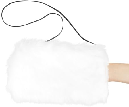 Toddmomy Damen Armwärmer Handwärmer aus Flauschigem Kunstfell Verdickte Plüsch Muffe Geeignet für Winterpartys und Kaltes Wetter 20cm lang