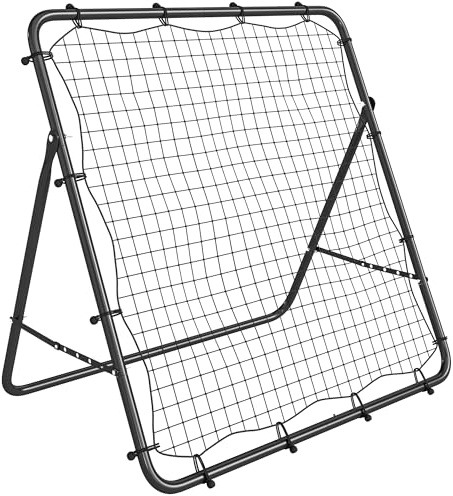 SPORTNOW Red de Rebote Plegable, Reboteador de Fútbol Ángulo Ajustable de 5 Niveles, con Tubo de Acero, Fácil de Instalar, para Entrenamiento de Fútbol, 120x73x112 cm, Negro