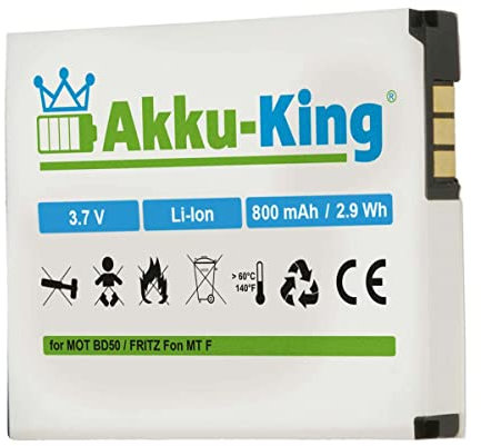 Akku-King Akku - ersetzt 312BAT006 / BD50 Li-Ion 800mAh - für AVM FritzFon MT-F, M2, C4, C5, AVM 20002446