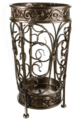 Brelso Super Quality Umbrella Stand, Umbrella Holder, Antique Look Metal, Entry Hallway Décor, Round Shape, w/Removable Drip Tray (bronze)