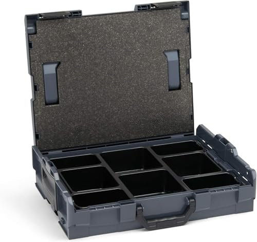 Boîte de rangement L-BOXX 102 anthracite – Coffret à outils empilable avec insert modulable à 8 compartiments