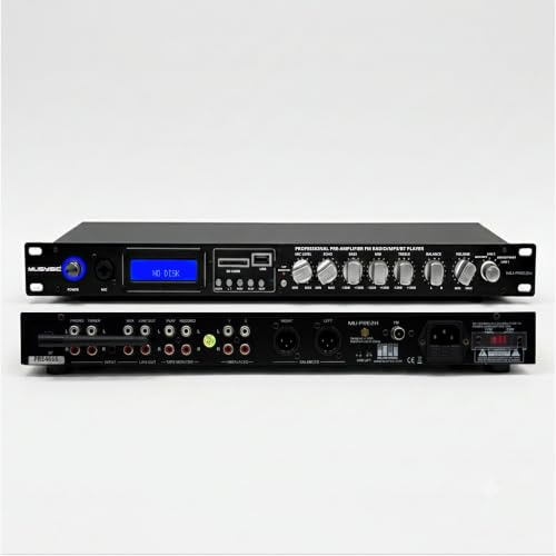 MUSYSIC Professional Audio Sound Processor Preamp Includes Aux/MP3, Tuner, USB/SD/BT, and Phono Input RCA Jacks with switchable 110V - 220V Power MU-PRE2H