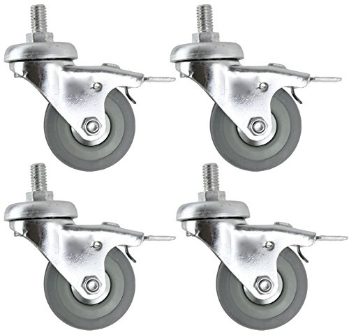 spares2go Universal gebremste Lenkrolle, Trolley-Rollen, M10, Schraube, Mini-Rad (50 mm, 4 Stück)
