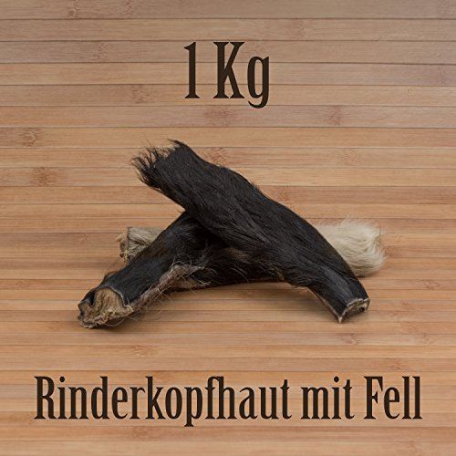 1 Kg Rinderkopfhaut mit Fell Fellhaut Fellstreifen Fellohren Kausnack Kauartikel Barf