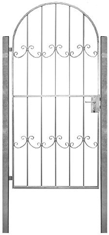 SIXONE Gartentor-Set Luna: Metall, Klassisch, Silber, 1990 mm hoch, 960 mm breit, verzinkt, inkl. Pfosten zum Einbetonieren und Zubehör-Set Premium