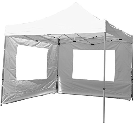 SONLEX Falt-Pavillon Partyzelt 3 x 3 m weiß 2 Seitenteile Profi Ausführung wasserdichtes Dach mit PVC-Coating 270 g/m² mit Tragetasche Zubehör Unterstand Markt Feier Terrasse