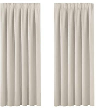 BellaHills Blackout Curtain Thermal Pencil Pleat Window Curtain Panels for Privacy Protect & Light Block Soft Panels for Living Room with Two Matching Tie Backs 46 x 72 Inch, 2 Panels, Light Beige