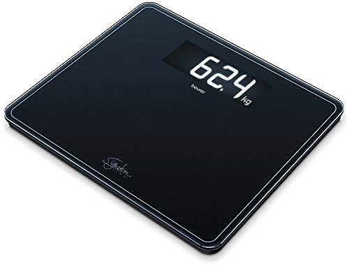 Beurer GS410 Signature Line Glass Bathroom Scale - Black | XXL standing area | Made from safety glass for a robust and stylish finish | XXL digital display | 200kg weight capacity, 73576