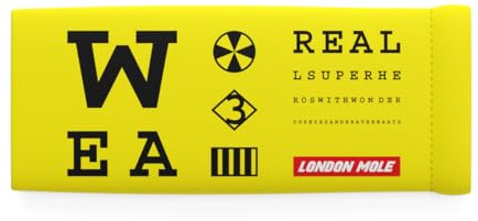 LONDON MOLE® Brillenetui | Einzigartiges Sehtest-Design | Weiches kompaktes Etui mit Federverschluss für Lesebrille, Blaulichtblocker & Sonnenbrille