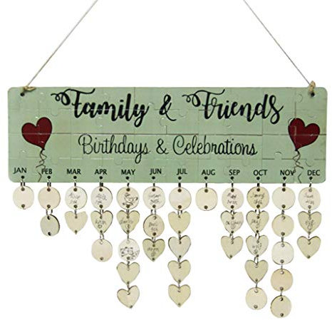 Tubayia Holz DIY Immerwährender Kalender Geburtstagskalender Wandkalender für Geburtstag, Hochzeit, Jubiläum