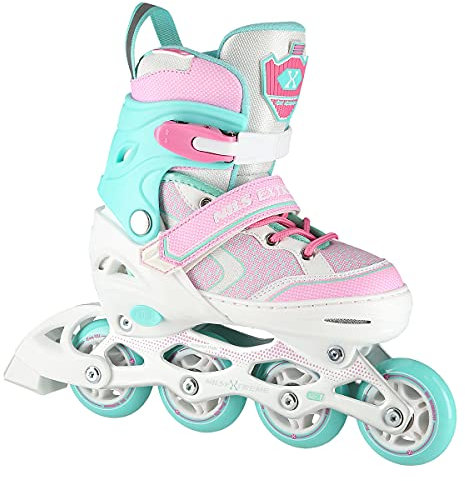 Nils Extreme Inliner für Kinder und Erwachsene - Inline Skates Mädchen und Jungen - ABEC7 Kugellager - Damen und Herren - Rollerskates Größenverstellbar 39-42 - Weiß und Rosa - NA14198