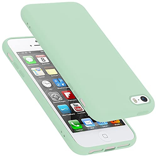 cadorabo Coque Compatible avec Apple iPhone 5 / 5S / SE 2016, Étui Housse en Silicone- Coque pour iPhone 5 / 5S / SE 2016- Protection Antichoc, Anti-Empreintes- TPU Housse - Mat Liquid Light Green
