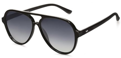 SOJOS Vintage Polarizzati Occhiali da Sole da Uomo e Donna UV400 con Classici a Doppio Ponte Occhiali SJ2201 Con Nero Telaio/Grigio Lente
