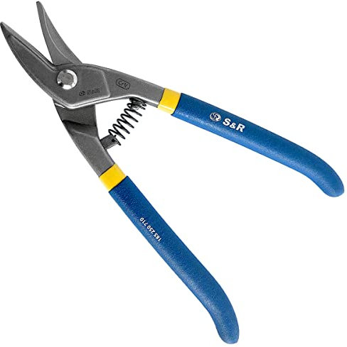 S&R Cesoie per Lamiera, serie Circular, 250 mm, Curva/Dritta, Forbici Flessibili per Tagli Alluminio Circolari e Dritto, Lamiera d'acciaio, Forbici.