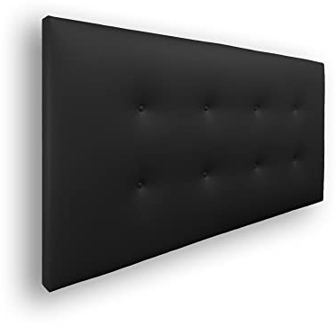 Silcar Home - Cabecero de Cama Carlo 135 Negro - Estructura de Madera, Tapizado en Polipiel, Diseño Moderno con Dos hileras Botones, Fácil Instalación - Polipiel Negro, 135 cm