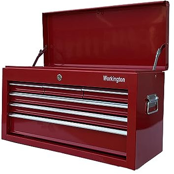 Workington Portable Metal Tool Box with 6 Drawers 24 Inch 6 Drawers Tool Cabinet with Ball Bearing Drawer Runners Tool Storage Box Organizer 4005 Red