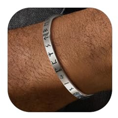 FaithHeart Edelstahl Armreif für Herren Männer Wikinger Armband Punk Gotik Viking Armschmuck mit Geschenkebox für Weihnachten Valentinstag