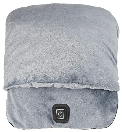 Fußwärmer, Fußwärmer mit 3 Einstellungen, Heizung und Vibrationsmassage, Schnell Erwärmung Elektrischer Fußwärmer mit Heizung und Auto Abschaltung, Weicher Flanell-Fleece-Riemen, Rutschfeste Sohle