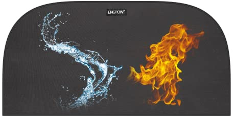 ENGPOW Feuerfeste Unterlage 100 x 50cm für Holzofen,Kamine,Heizungen | Kamin Matte,Halbrund,Funkenschutzplatte,Herdbereich,Feuerstelle Matte,Teppiche Herdunterlage,Schutzmatte
