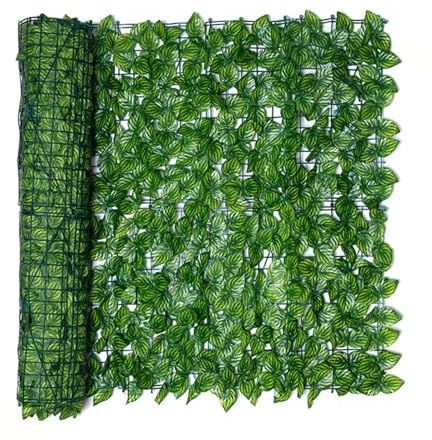 Pomurom Rotolo Siepe Artificiale per Balconi, 0,5m x 1m/ 300cm Siepe Finta per Recinzione, Recinzione Giardino Esterno con Foglie di E-dera Finta per Ringhiera Terrazzo Balcone Cortile