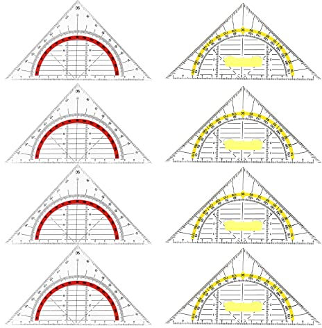 Amfrpar 8er Set Geodreieck aus Kunststoff Transparent 14cm Geometrie Dreieck Bruchsicher Geo Dreieck Schule Flexibles Geometrie-Dreieck für Grundschule Büro Technisches Zeichnen