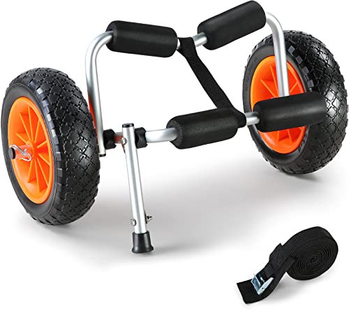 VEVOR Kajakwagen Kanuwagen faltbar aus 2mm Aluminiumlegierung 600x360x320mm bis 113kg belastbar PU-Reifen Zubehör für Bootswagen Kajak Kanu Transportwagen Trolley Surfwagen Bootstrailer Faltboot