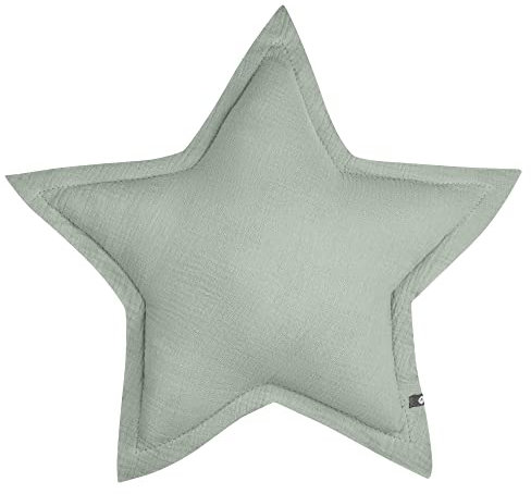 von Herzen Handmade Musselinkissen aus 100% Baumwolle I Kinderkissen I Dekokissen aus Musselin in Sternform I Sternkissen für Kinderzimmer & Bett I Handgenähtes Kissen mit Watte gefüllt (Mint)