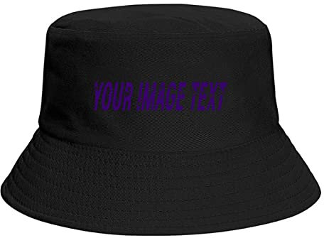 Fischerhut Gestalten Sie Ihren eigenen Text für Damen Herren Strandkappe schwarz, Schwarz , One size
