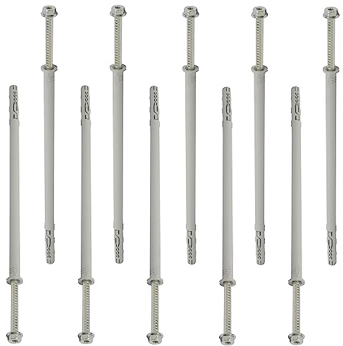 AERZETIX - C67153 - Satz von 10 Dübeln aus Kunststoff Ø12x300 mm mit Kragen + 10 selbstschneidende Schrauben Ø8x310 mm mit Kragen und sechskantkopf sternform TX40 - Beton, Ziegel, Bohren, befestigen