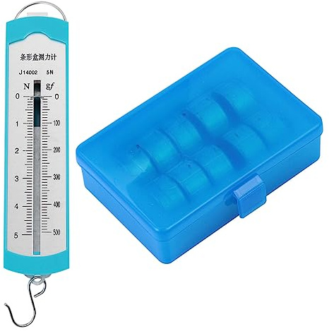 Mobestech Set Dinamometro a Molla Da 5 Newton Con 10 Pesi Gancio Da 50g, Misuratore Ad Alta Precisione in Plastica, Strumento Didattico Per Esperimenti Di Meccanica a Scuola