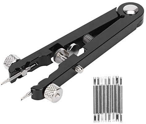 Tissting Orologio Barra di Primavera Pinza, V Tipo Orologio Bracciale Strumento di Riparazione con Durevole 8 Punte Perni Orologio Braccialetti Cinturino Rimozione Riparazione Fix Kit