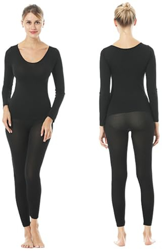 Intimo Termico Set Donna Biancheria Termica con Funzione Intima Maglia con Funzione Base Layer Traspirante Senza Cucitura Termici Maglietta a Maniche Lunghe e Pantaloni per Ciclismo Skiing Yoga