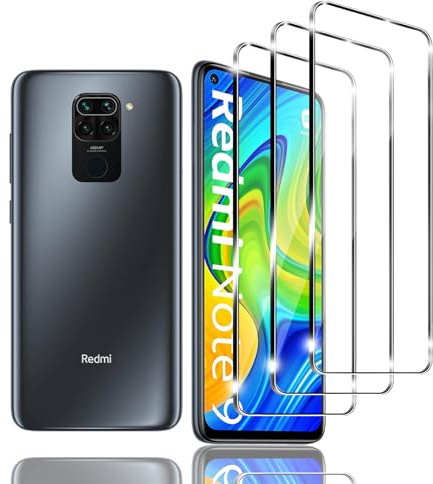 Zicurz 3 Piezas Protector de Pantalla para Xiaomi Redmi Note 9 Cristal Templado, Vidrio Templado, HD Transparente 9H Ultra Resistente, Antiarañazos, Sin Burbujas